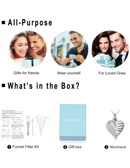 Collar de Urna de Cremación Imrsanl con Colgante Corazón