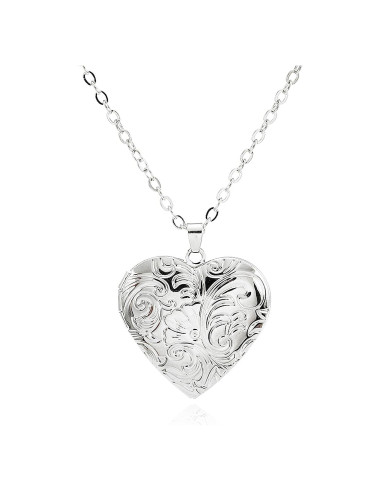 Collar medallón corazón POYAMUSE latón vintage 3.4 cm