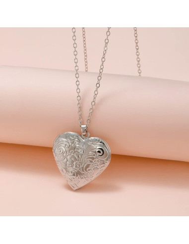 Collar medallón corazón POYAMUSE latón vintage 3.4 cm