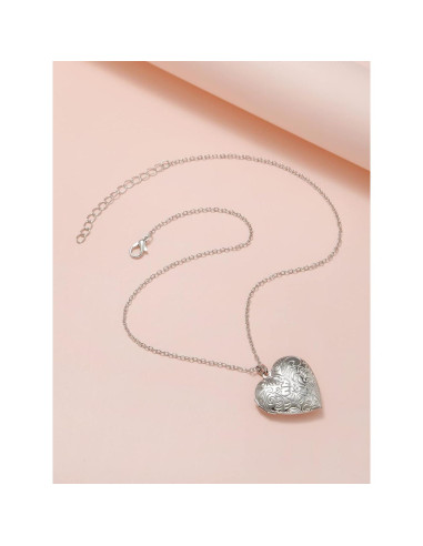 Collar medallón corazón POYAMUSE latón vintage 3.4 cm