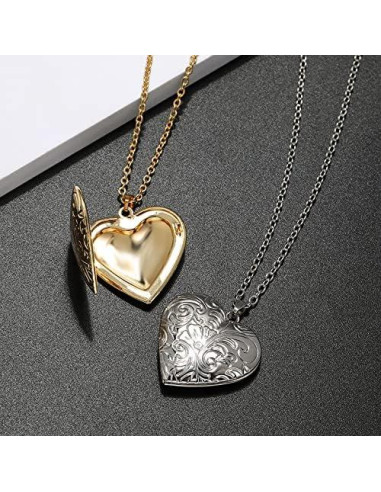 Collar medallón corazón POYAMUSE latón vintage 3.4 cm