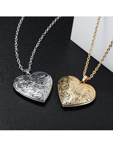 Collar medallón corazón POYAMUSE latón vintage 3.4 cm