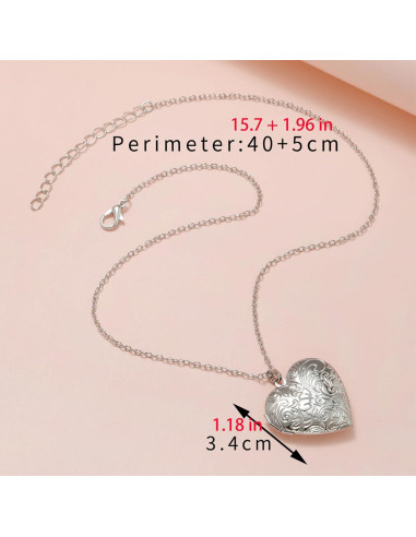 Collar medallón corazón POYAMUSE latón vintage 3.4 cm