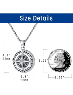 Collar de Brújula de Plata Esterlina 925 con Locket y Cristales 2