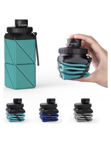 Botella de Agua Plegable Popdigito 420ml Silicona Verde