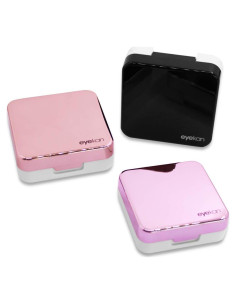 Estuche para Lentes de Contacto YuCool - 3 Piezas, Doble Caja, Espejo, Botella, Pinzas - Negro, Oro Rosa, Rosa