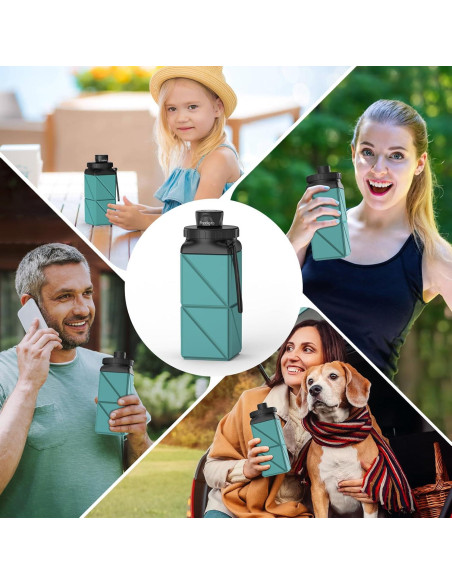 Botella de Agua Plegable Popdigito 420ml Silicona Verde