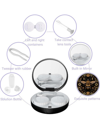 Caja de Contacto Portátil RETUIOS 2025 con Espejo y Accesorios