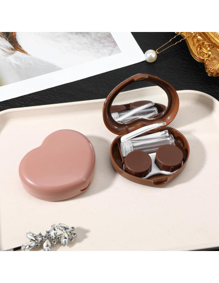 Estuche para Lentes de Contacto XLIUAX 2 Pcs Marrón Portátil