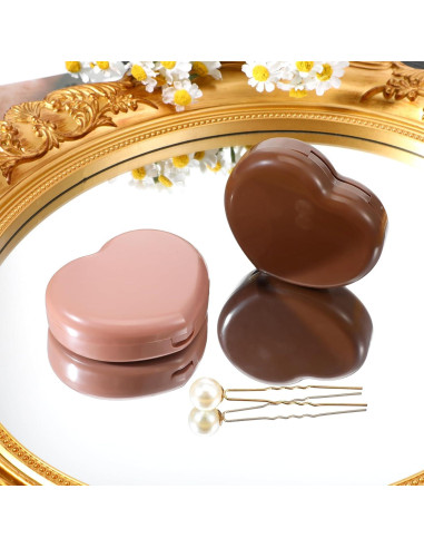 Estuche para Lentes de Contacto XLIUAX 2 Pcs Marrón Portátil