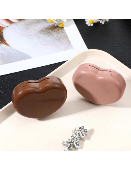 Estuche para Lentes de Contacto XLIUAX 2 Pcs Marrón Portátil