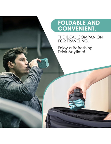 Botella de Agua Plegable Popdigito 420ml Silicona Verde