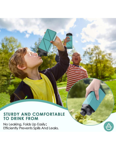 Botella de Agua Plegable Popdigito 420ml Silicona Verde