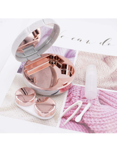 Estuche de Lentes de Contacto Honbay Redondo Dorado Rosa