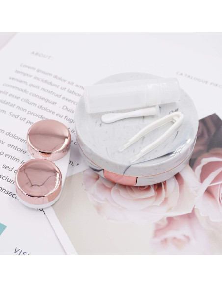 Estuche de Lentes de Contacto Honbay Redondo Dorado Rosa