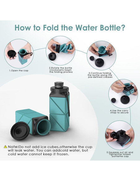 Botella de Agua Plegable Popdigito 420ml Silicona Verde