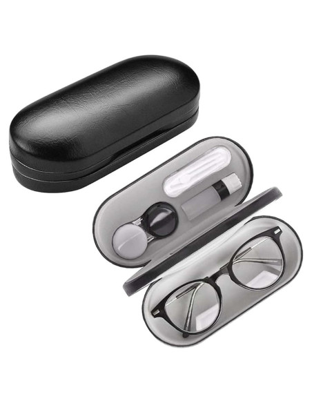 Estuche de Gafas 2 en 1 Negro con Lentes de Contacto