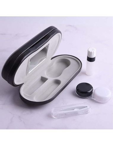 Estuche de Gafas 2 en 1 Negro con Lentes de Contacto