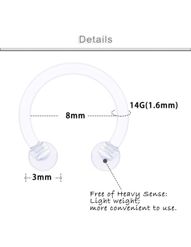 Anillos de Septum Acrílicos Yaalozei 14G 8mm 10mm 12mm