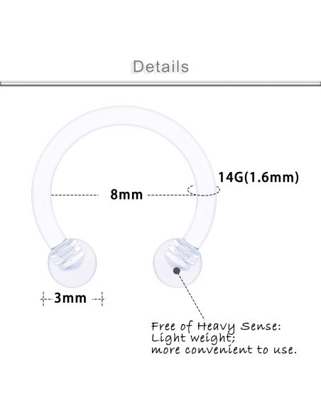 Anillos de Septum Acrílicos Yaalozei 14G 8mm 10mm 12mm