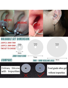 BodyAce 100 Tapones de Silicona Transparentes para Pendientes 2