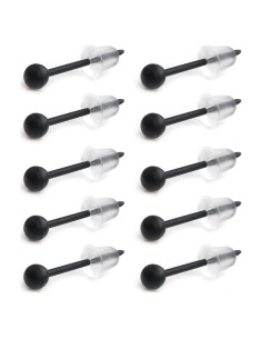 Pendientes de Acrílico Bioflex Ruifan 20G 3mm Negro 10 Piezas