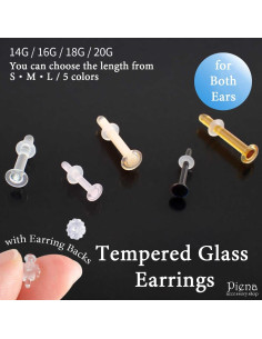 Pendientes de Stud Hipoalergénicos Piena 13mm Vidrio Templado 2