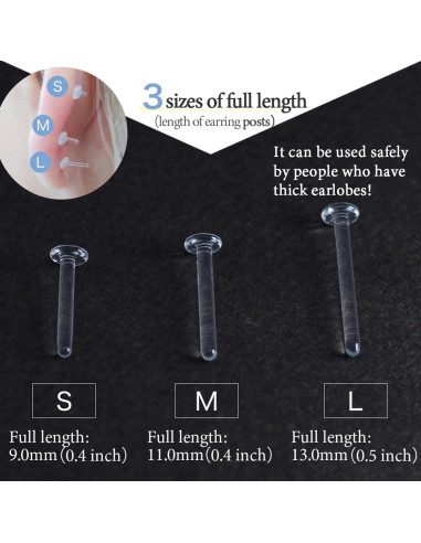 Pendientes de Stud Hipoalergénicos Piena 13mm Vidrio Templado