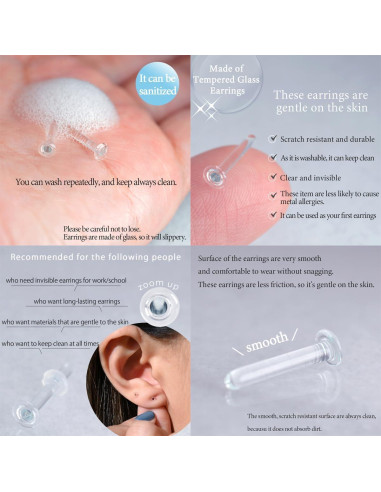 Pendientes de Stud Hipoalergénicos Piena 13mm Vidrio Templado