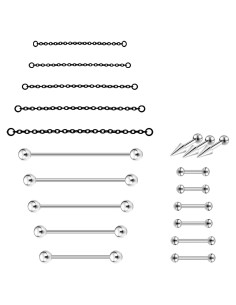 Conjunto de Pendientes de Cartílago 16G Acero Quirúrgico 24-60mm