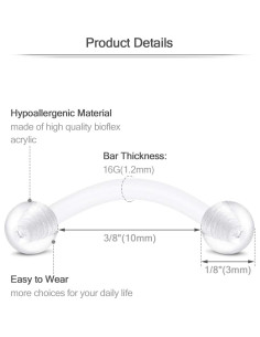 Joyería de Piercing de Ceja FECTAS 24 Piezas 16G Hipoalergénica 2