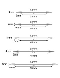 Aretes de Barra Industrial Acero Quirúrgico 38-60mm 5 Piezas 2