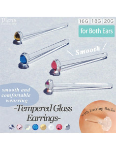 Pendientes de Stud de Vidrio Templado Piena 16G 10mm Hipoalergénicos 2