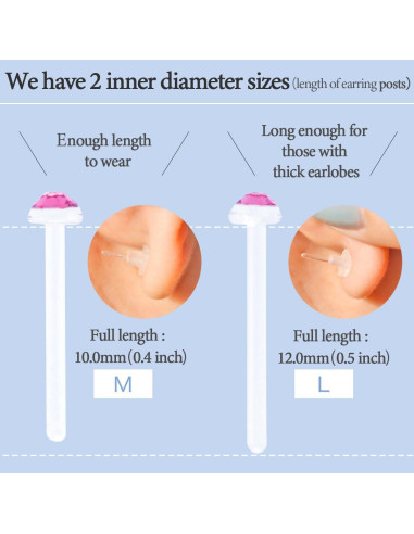 Pendientes de Stud de Vidrio Templado Piena 16G 10mm Hipoalergénicos