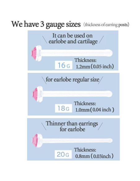 Pendientes de Stud de Vidrio Templado Piena 16G 10mm Hipoalergénicos