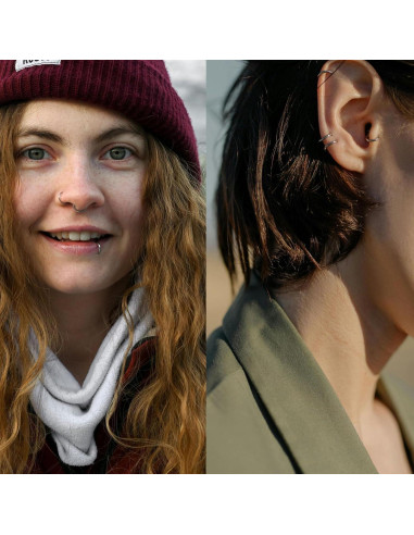 12 Aros Nasales 316L Acero Quirúrgico Plata 6-12mm 18G