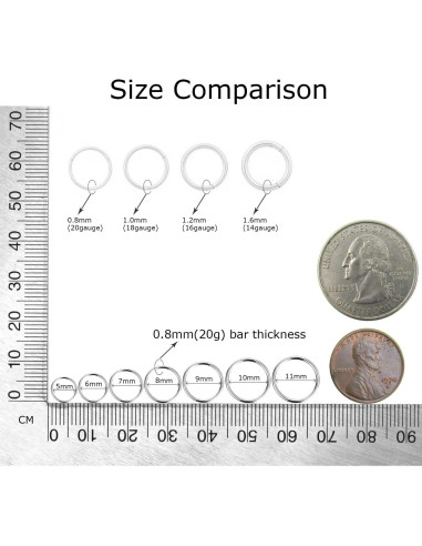 Aros de Nariz Hipoalergénicos NewkeepsR 20G Acero Quirúrgico