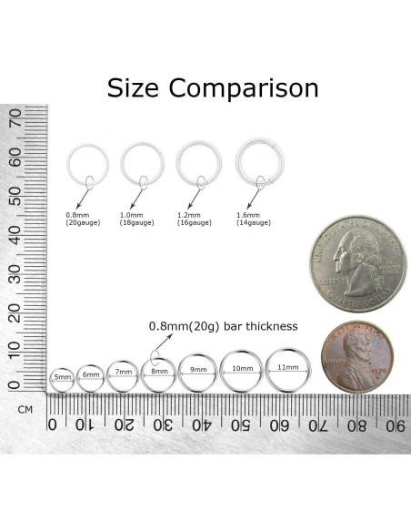 Aros de Nariz Hipoalergénicos NewkeepsR 20G Acero Quirúrgico