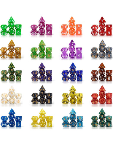 Juego de Dados Poliedricos DND Awpeye 25 Piezas con Bolsa