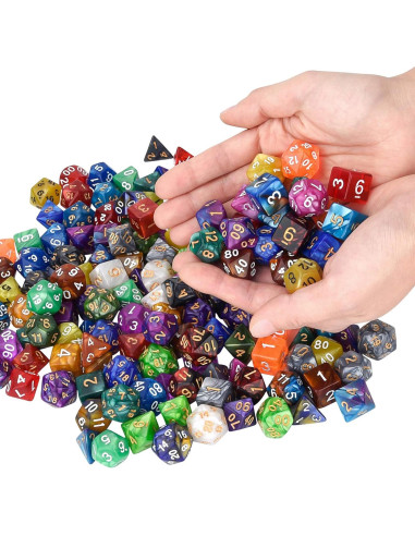 Juego de Dados Poliedricos DND Awpeye 25 Piezas con Bolsa
