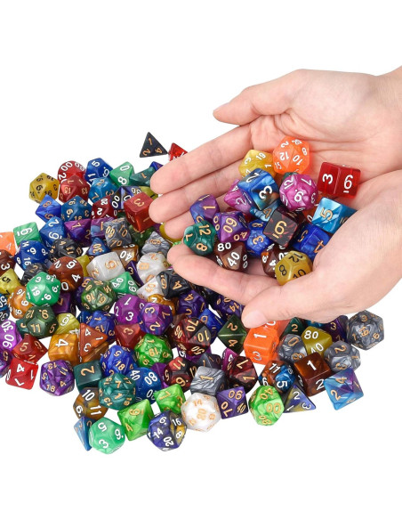 Juego de Dados Poliedricos DND Awpeye 25 Piezas con Bolsa
