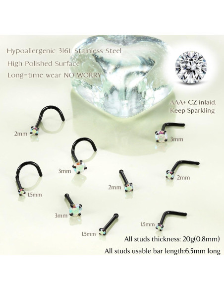 Aros Nasales UBGICIG 18G 20G Acero Quirúrgico 316L Hipoalergénico