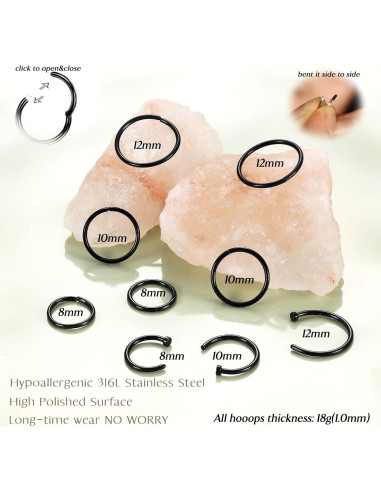 Aros Nasales UBGICIG 18G 20G Acero Quirúrgico 316L Hipoalergénico