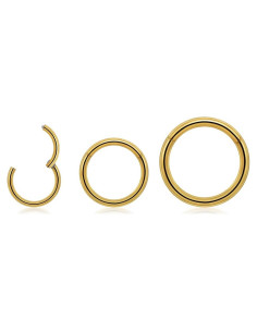 Anillos de Nariz Acero Inoxidable 20G 6-10mm Dorado - 3 Piezas