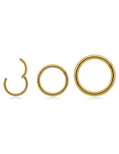 Anillos de Nariz Acero Inoxidable 20G 6-10mm Dorado - 3 Piezas
