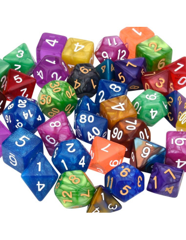 Juego de Dados Poliedricos DND Awpeye 25 Piezas con Bolsa