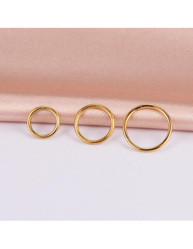 Anillos de Nariz Acero Inoxidable 20G 6-10mm Dorado - 3 Piezas