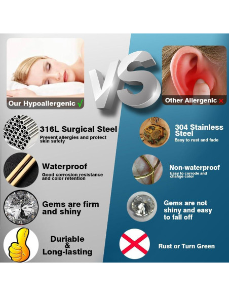 Anillos de Nariz Acero Inoxidable 20G 6-10mm Dorado - 3 Piezas