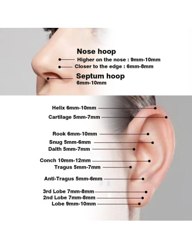 Anillos de Nariz Acero Inoxidable 20G 6-10mm Dorado - 3 Piezas