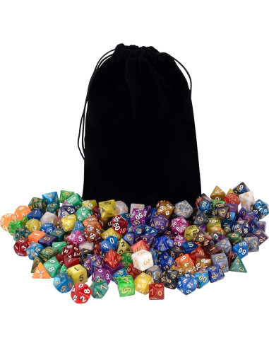 Juego de Dados Poliedricos DND Awpeye 25 Piezas con Bolsa
